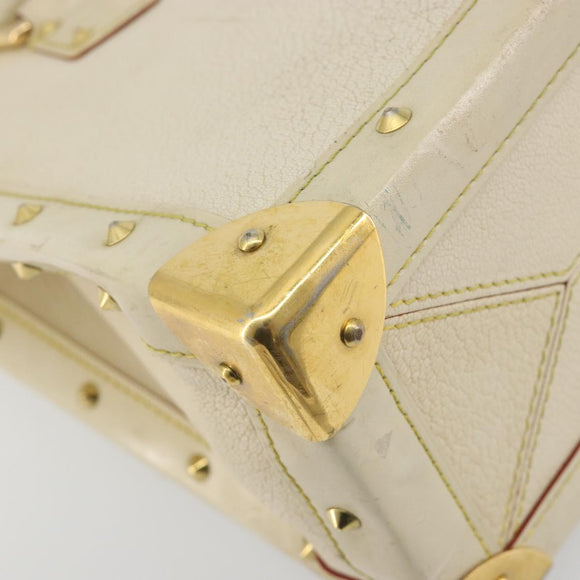 LOUIS VUITTON Suhari Fabreau Hand Bag Leather White M91815 LV Auth bs36421