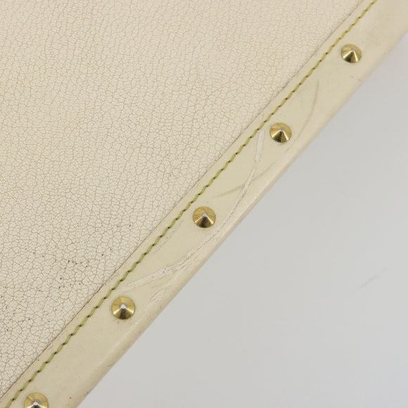 LOUIS VUITTON Suhari Fabreau Hand Bag Leather White M91815 LV Auth bs36421