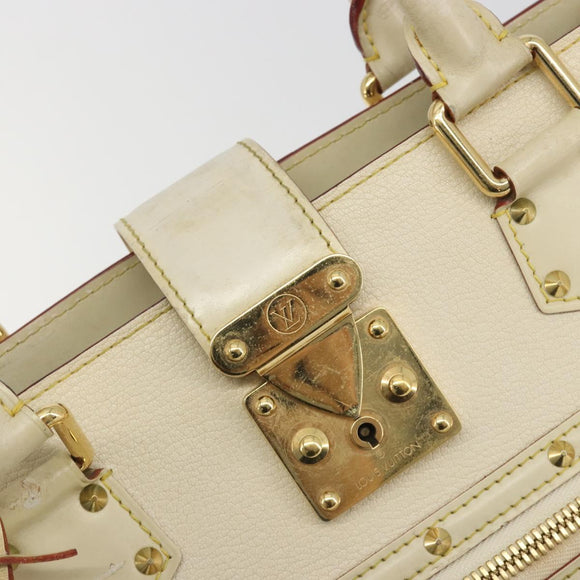 LOUIS VUITTON Suhari Fabreau Hand Bag Leather White M91815 LV Auth bs36421