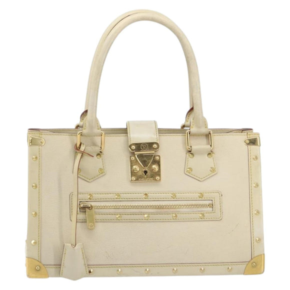 LOUIS VUITTON Suhari Fabreau Hand Bag Leather White M91815 LV Auth bs36421