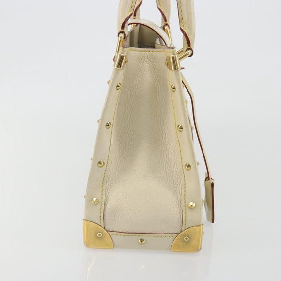 LOUIS VUITTON Suhari Fabreau Hand Bag Leather White M91815 LV Auth bs36421