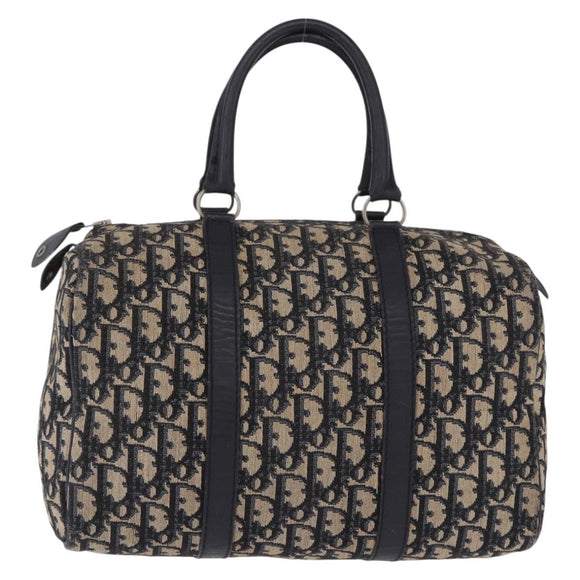 Christian Dior Trotter Canvas Boston Bag Navy Silver Auth bs36422