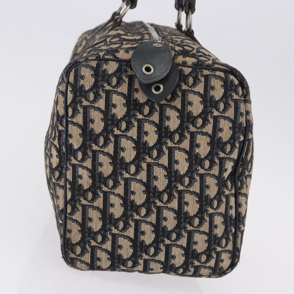 Christian Dior Trotter Canvas Boston Bag Navy Silver Auth bs36422