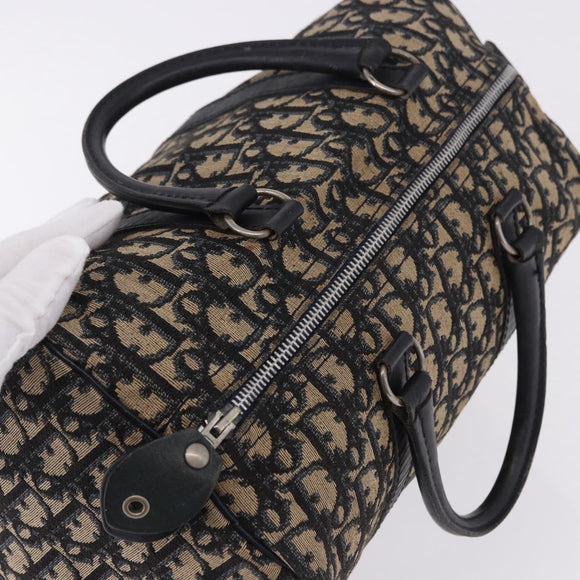 Christian Dior Trotter Canvas Boston Bag Navy Silver Auth bs36422