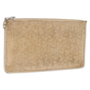 Christian Dior Trotter Canvas Pouch Beige Gold Auth bs36424-1