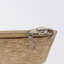 Christian Dior Trotter Canvas Pouch Beige Gold Auth bs36424-12