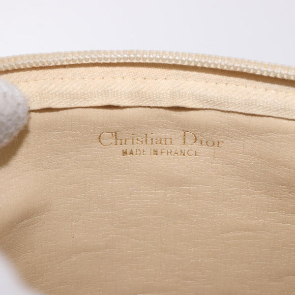 Christian Dior Trotter Canvas Pouch Beige Gold Auth bs36424