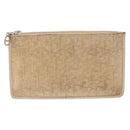 Christian Dior Trotter Canvas Pouch Beige Gold Auth bs36424-2