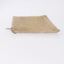 Christian Dior Trotter Canvas Pouch Beige Gold Auth bs36424-5