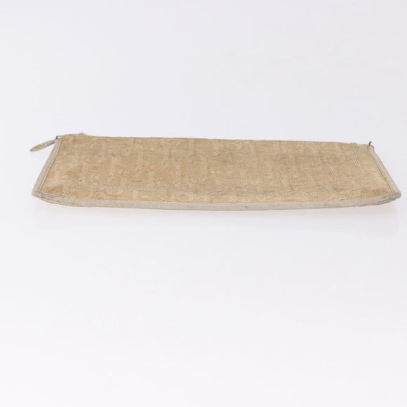 Christian Dior Trotter Canvas Pouch Beige Gold Auth bs36424