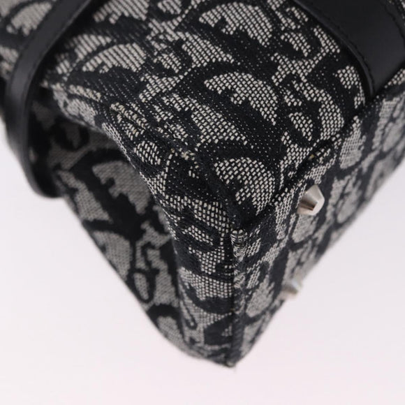 Christian Dior Trotter Canvas Hand Bag Black Silver Auth bs36425V