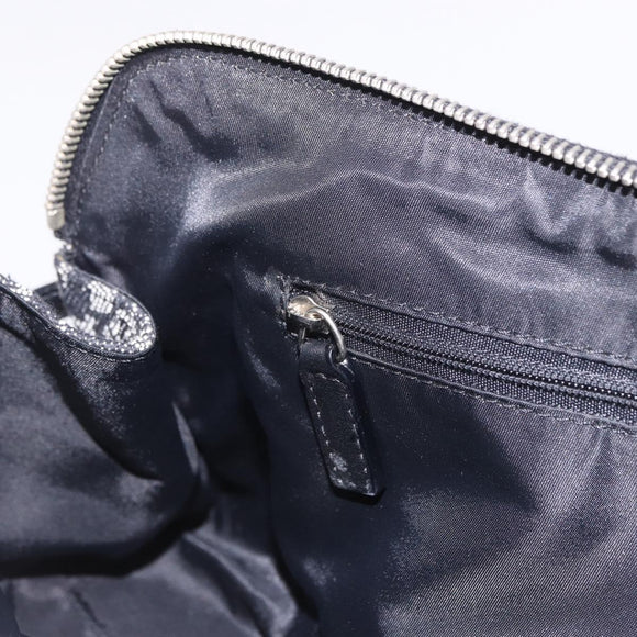 Christian Dior Trotter Canvas Hand Bag Black Silver Auth bs36425V