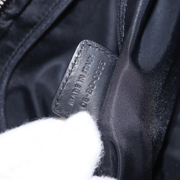 Christian Dior Trotter Canvas Hand Bag Black Silver Auth bs36425V