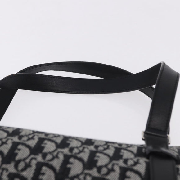 Christian Dior Trotter Canvas Hand Bag Black Silver Auth bs36425V