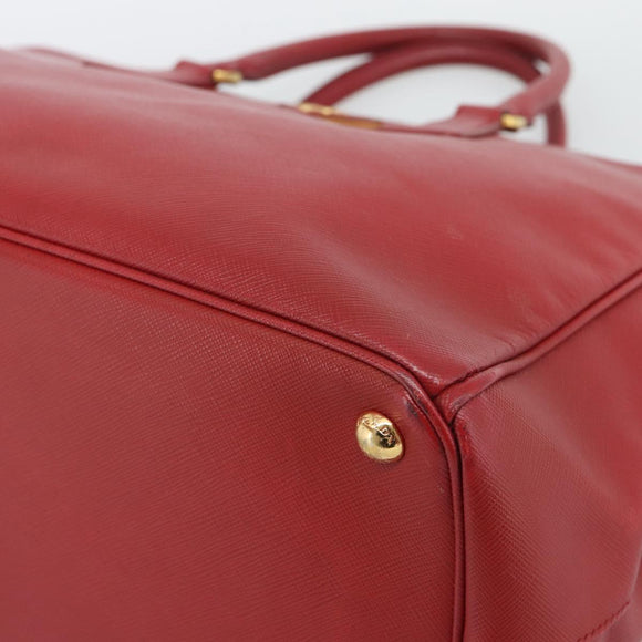 PRADA Hand Bag Safiano Leather Red Gold Auth bs36426V