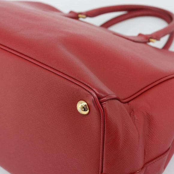 PRADA Hand Bag Safiano Leather Red Gold Auth bs36426V