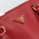 PRADA Hand Bag Safiano Leather Red Gold Auth bs36426V-17