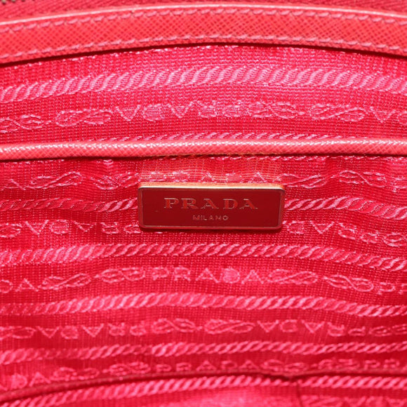 PRADA Hand Bag Safiano Leather Red Gold Auth bs36426V