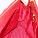 PRADA Hand Bag Safiano Leather Red Gold Auth bs36426V-19