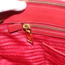 PRADA Hand Bag Safiano Leather Red Gold Auth bs36426V-20