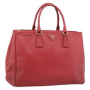 PRADA Hand Bag Safiano Leather Red Gold Auth bs36426V-1