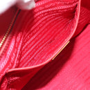 PRADA Hand Bag Safiano Leather Red Gold Auth bs36426V-22