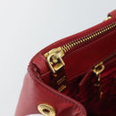 PRADA Hand Bag Safiano Leather Red Gold Auth bs36426V-23