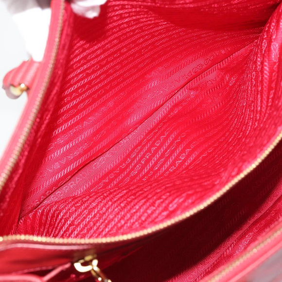 PRADA Hand Bag Safiano Leather Red Gold Auth bs36426V