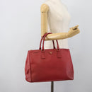 PRADA Hand Bag Safiano Leather Red Gold Auth bs36426V-27