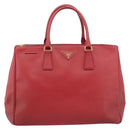 PRADA Hand Bag Safiano Leather Red Gold Auth bs36426V-13