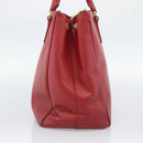 PRADA Hand Bag Safiano Leather Red Gold Auth bs36426V-3