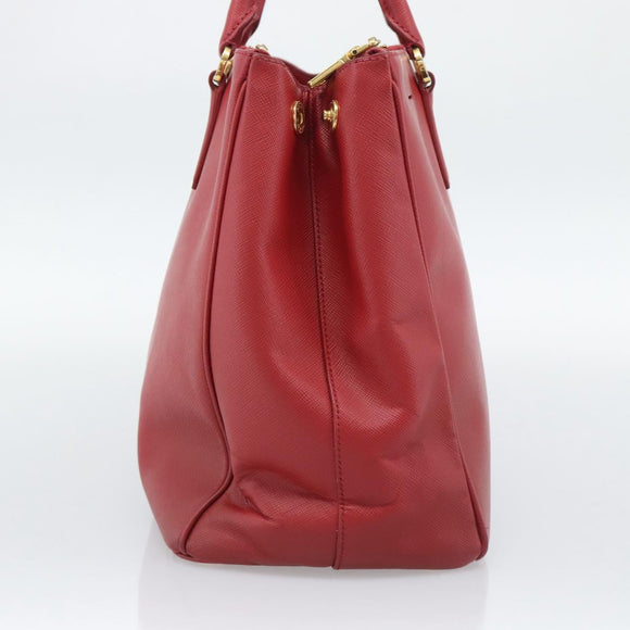 PRADA Hand Bag Safiano Leather Red Gold Auth bs36426V