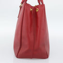 PRADA Hand Bag Safiano Leather Red Gold Auth bs36426V-4