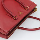 PRADA Hand Bag Safiano Leather Red Gold Auth bs36426V-6