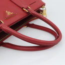 PRADA Hand Bag Safiano Leather Red Gold Auth bs36426V-7