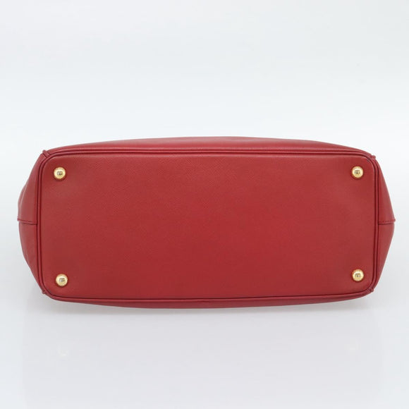 PRADA Hand Bag Safiano Leather Red Gold Auth bs36426V