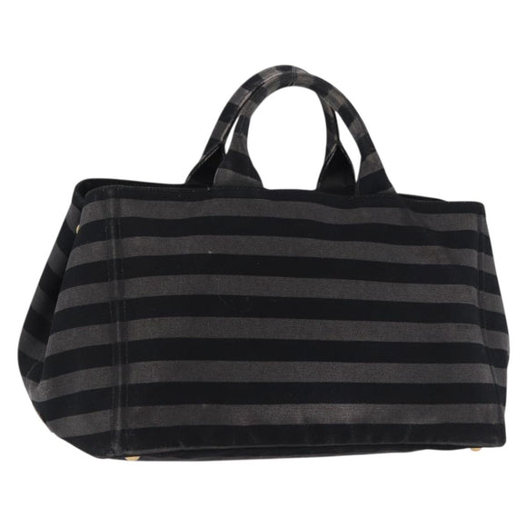 PRADA Canapa GM Tote Bag Canvas Black Gold Auth bs36427