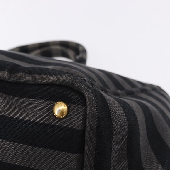 PRADA Canapa GM Tote Bag Canvas Black Gold Auth bs36427