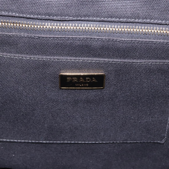 PRADA Canapa GM Tote Bag Canvas Black Gold Auth bs36427