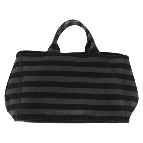 PRADA Canapa GM Tote Bag Canvas Black Gold Auth bs36427