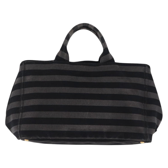 PRADA Canapa GM Tote Bag Canvas Black Gold Auth bs36427