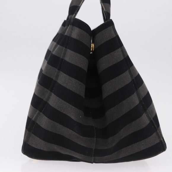 PRADA Canapa GM Tote Bag Canvas Black Gold Auth bs36427