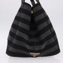 PRADA Canapa GM Tote Bag Canvas Black Gold Auth bs36427-5