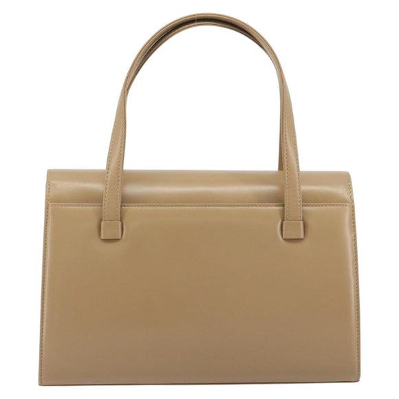 GIVENCHY Hand Bag Leather Beige Gold Auth bs36429
