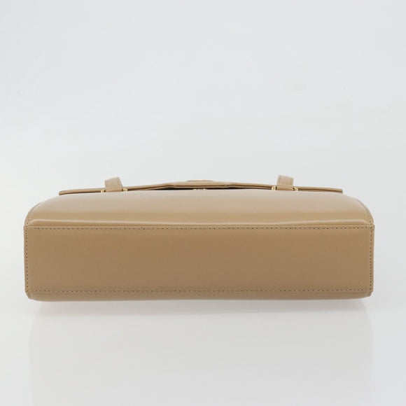 GIVENCHY Hand Bag Leather Beige Gold Auth bs36429