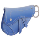 Christian Dior Saddle Pouch Leather Blue Silver Auth bs36430V-1