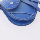 Christian Dior Saddle Pouch Leather Blue Silver Auth bs36430V-14