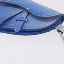 Christian Dior Saddle Pouch Leather Blue Silver Auth bs36430V-15