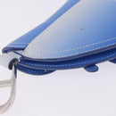 Christian Dior Saddle Pouch Leather Blue Silver Auth bs36430V-16