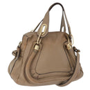 Chloe Mercy Shoulder Bag Leather 2way Beige Gold Auth bs36433-1